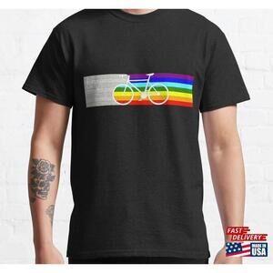 Bicycle Amp Cycling Silhouette And Rainbow Tshirt Retro
